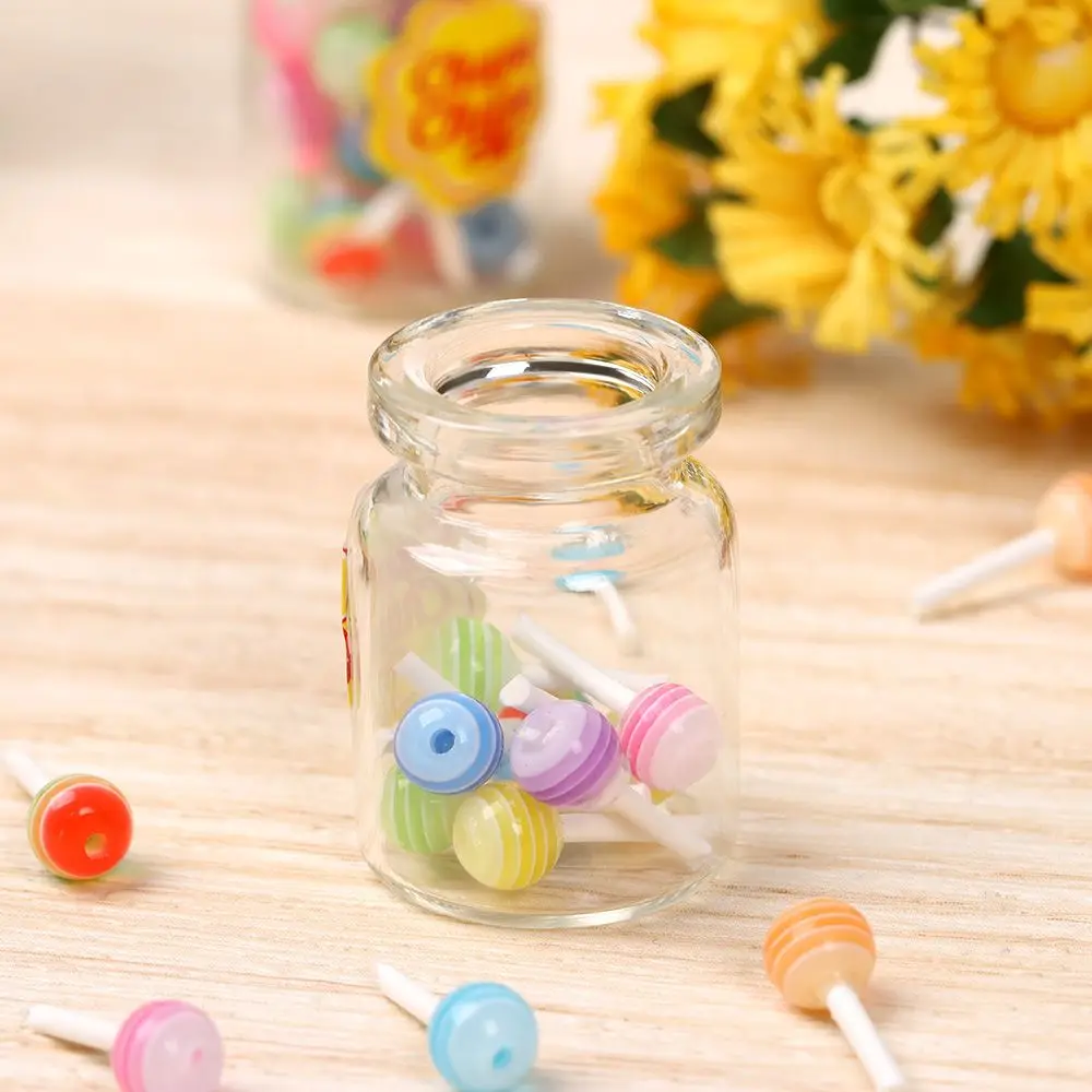 1/12 Scale Doll House DIY Accessories Kitchen Toys Lollipops With Jar Candy Box Simulation Sugar Dollhouse Miniature Food