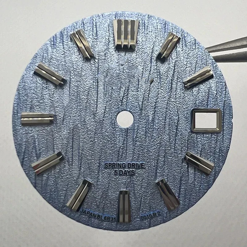 28.5Mm NH35 Dial GS Logo Dial Pola Gelombang Cocok untuk NH35/NH36 Gerakan Otomatis Garis Vertikal Aksesori Jam Tangan