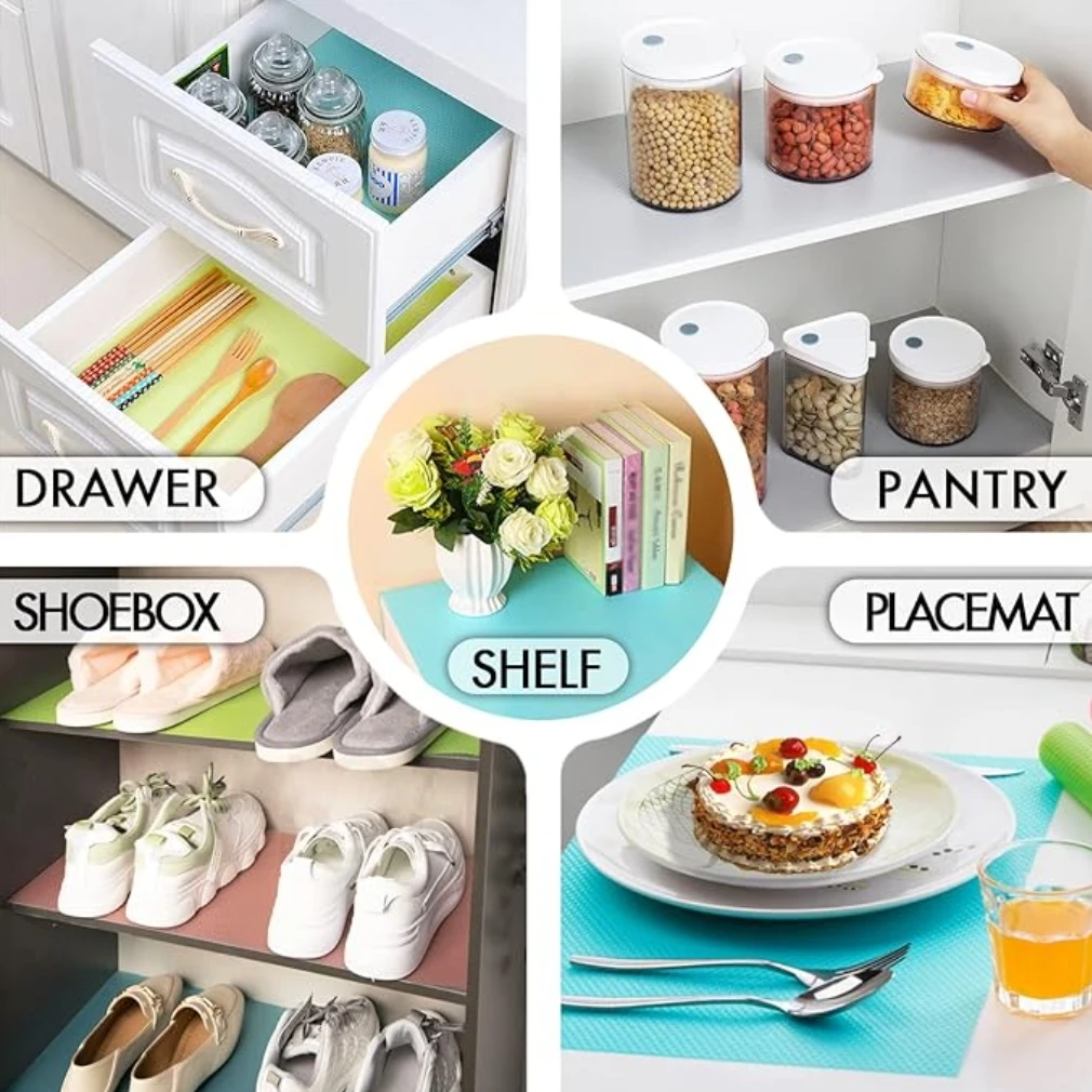 4pcs Refrigerator Pad Non-Slip Waterproof Can Be Cut Fridge Shelf Liner Mat Kitchen Washable Drawer Cabinet Pads Table Placemats image 6