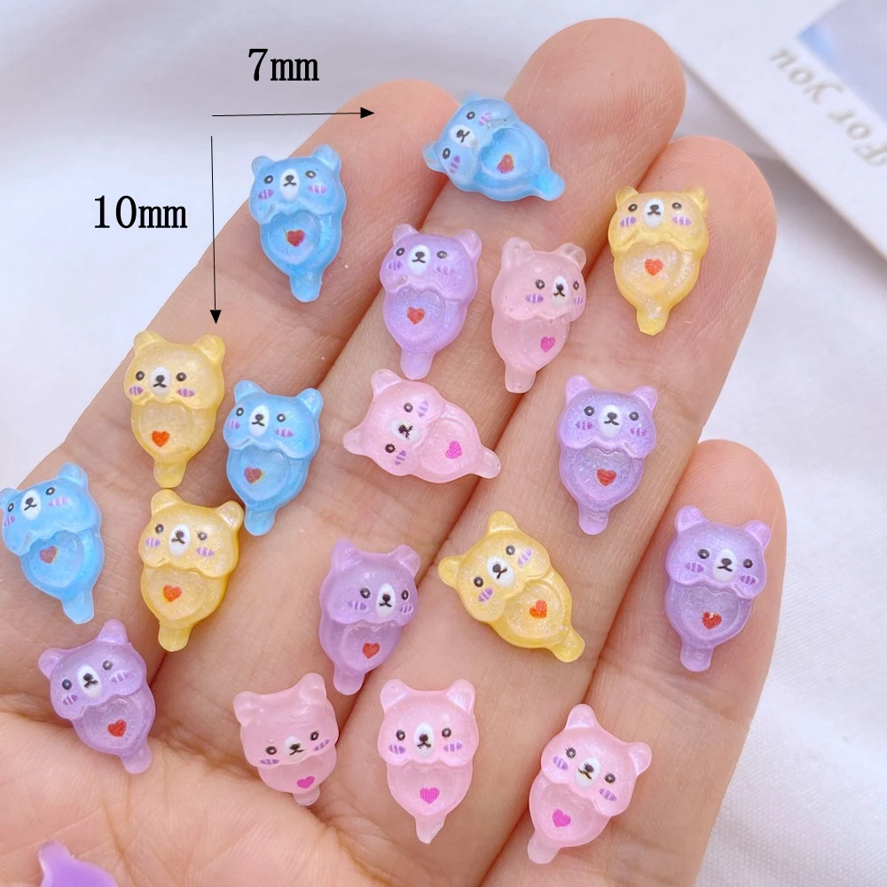 50 pieces of colorful popsicle, bear nail art, resin nail art, charm, flower shaped nail enhancement products