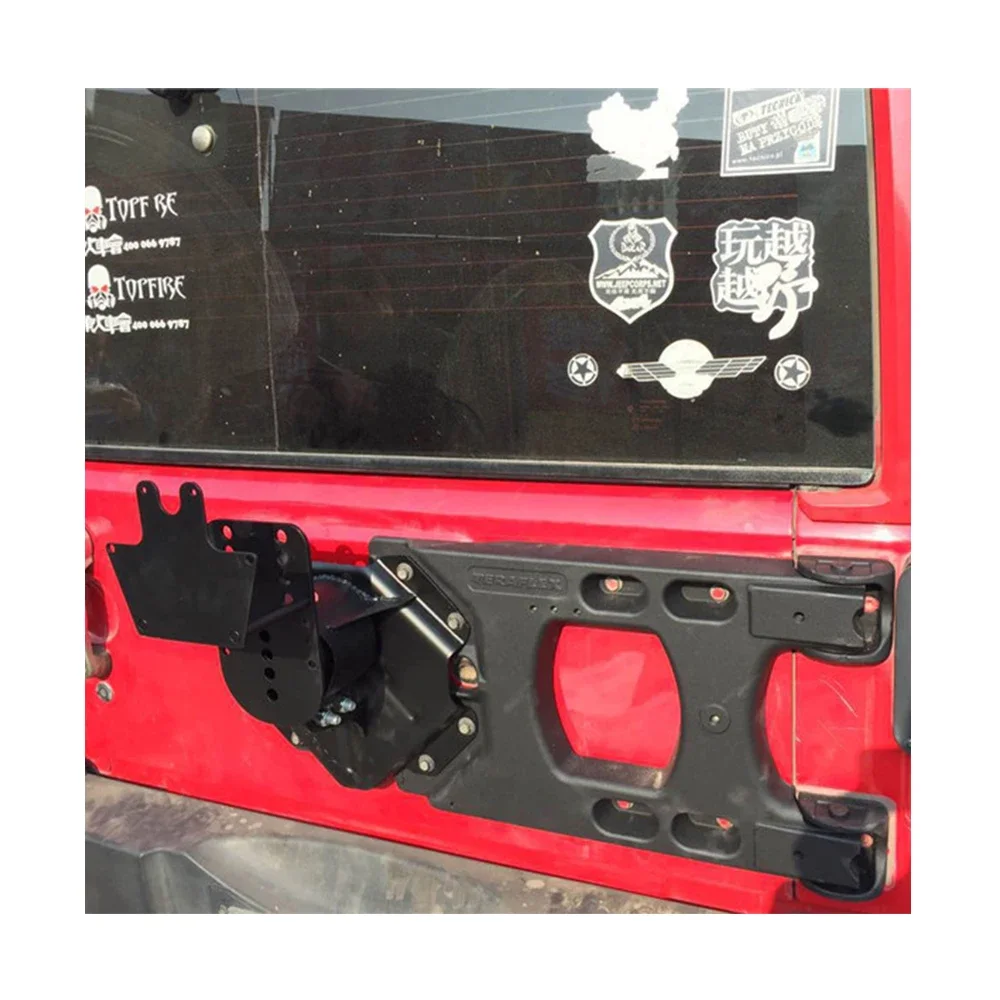 

Hot Sale J152 For Jeep For Wrangler JK 2007+ Car Accessories Spare Tire Bracket HD Hinged Carrier & Adjustable Spare Tire Mount