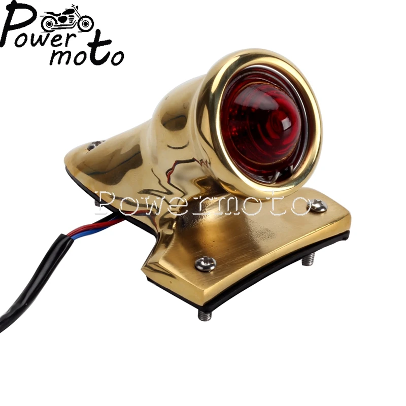 Motorcycle 12V LED Rear Red Polished Tail Light Brake Stop Lamp License Plate For Harley Bike Bobber Chopper Custom BMW Honda