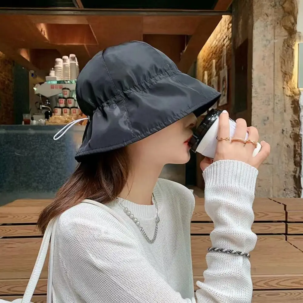 

Wide Brim Summer Bucket Hat UV Protection Drawstring Drawstring Bucket Hat Fashion Quick Dry Women Fishermen Caps Summer