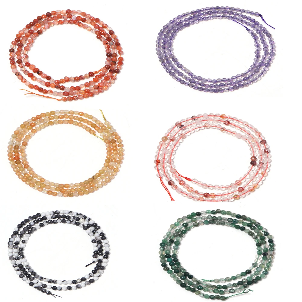 2mm Natural Stone Round Beads Colorful Amazonite Crystal Stone Beads Charm Bracelet Necklace Handicraft Diy for Jewelry Making