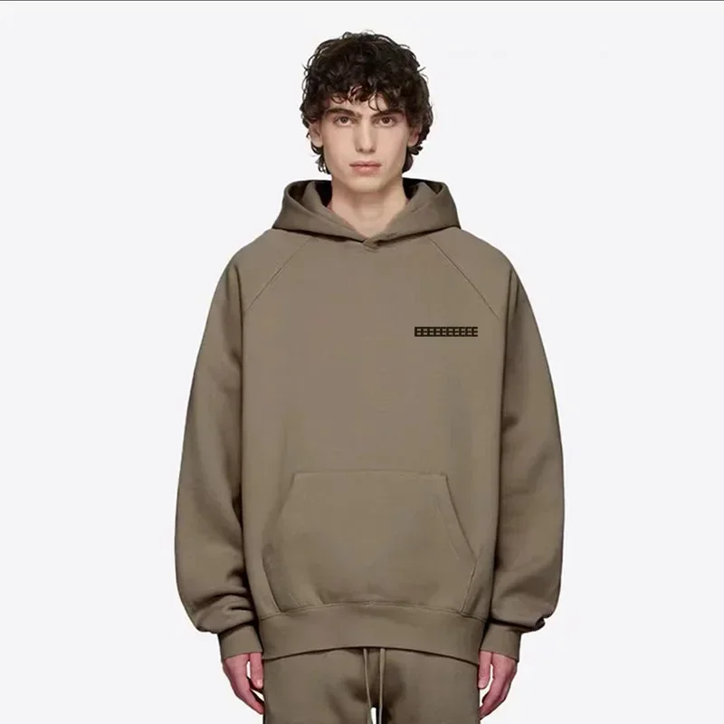 FW21 العلامة التجارية الفاخرة الخريف الشتاء هوديي مع صفين من الشعارات الحروف على الصدر أعلى جودة عالية الشارع سوبر كبير هوديي مجموعة