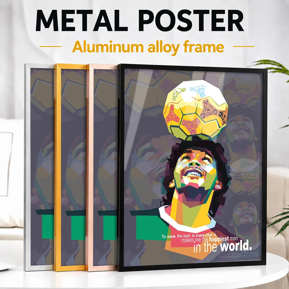 Ronaldinho Football Skill Portrait Metal Poster With Aluminum Alloy Frame Personalized Victory Tribute Wall Art Ideal For Gym