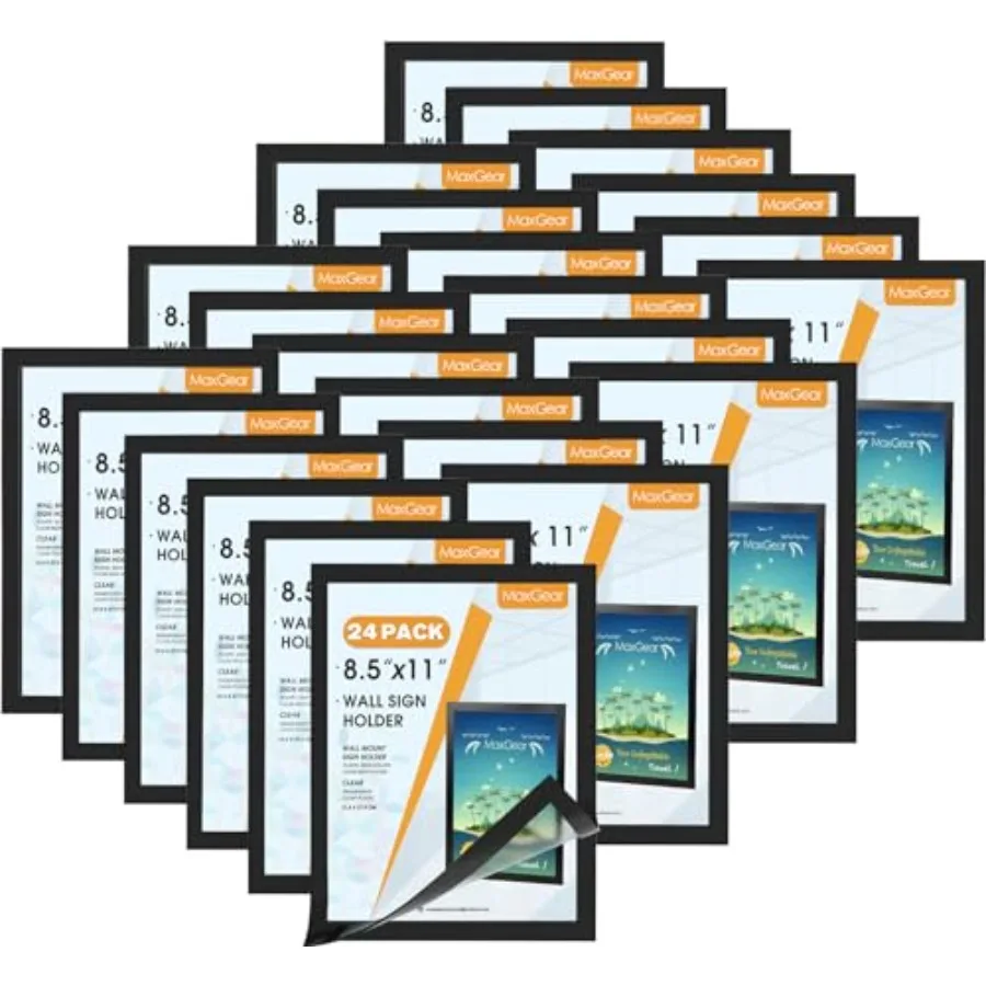 

Wall Mount Sign Holder 8.5 x 11 Self Adhesive Magnetic Display Picture Frames with Strong Magentic Border and Clear PVC Documen