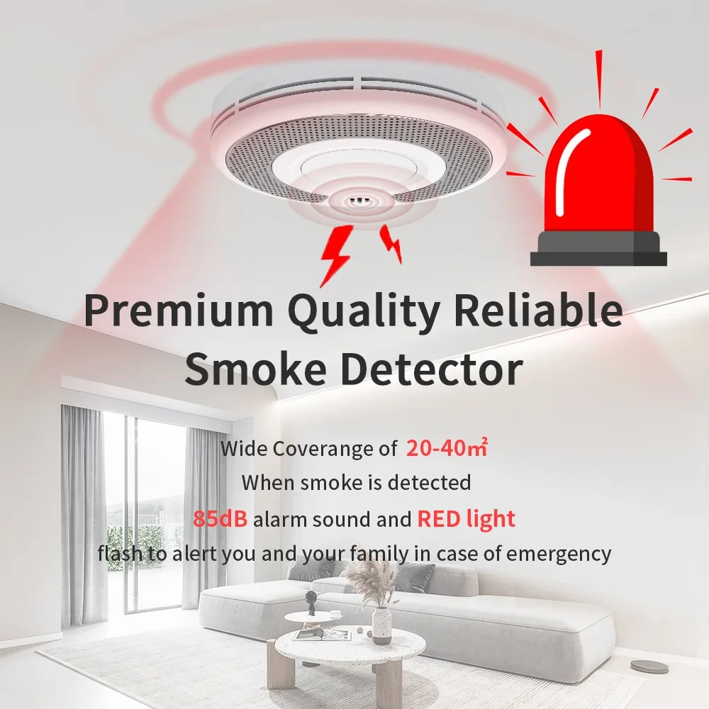 Tuya Wifi Smoke Detectors APP Warning Smoke Sensor Security Protection Home Security Alarm Fire Smart Smoke Detector Smart Life