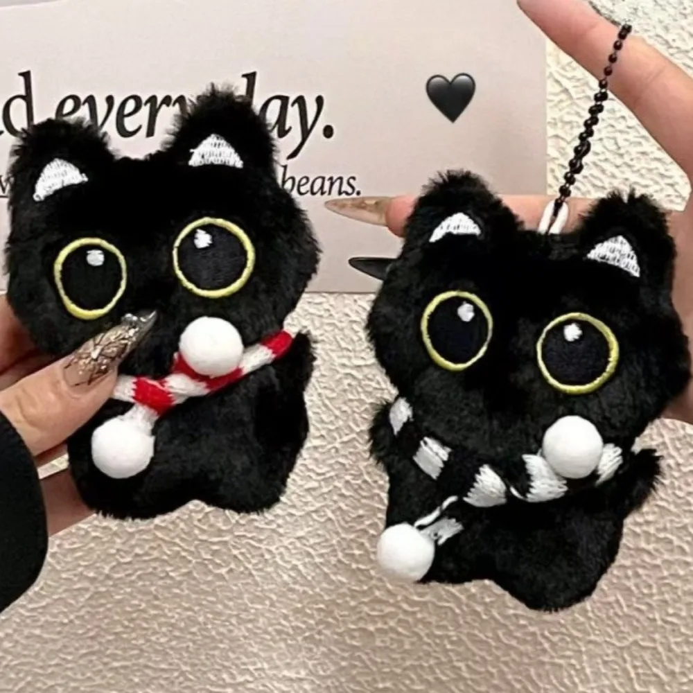 

Cute Black Cat Plush Toy Keychain Cartoon Kitten Soft Stuffed Doll Pendant Car Key Backpack Bag Decor Doll Pendant Keychain