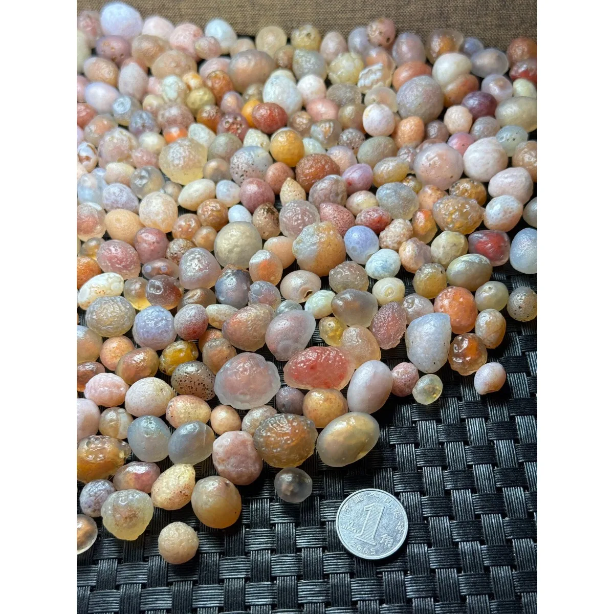 Natural Beauty Alashan Agate, 5pcs Glass Vial Set, 10-15mm Natural Unpolished, River Stone, Birthday Gift Collection-Candy Agate