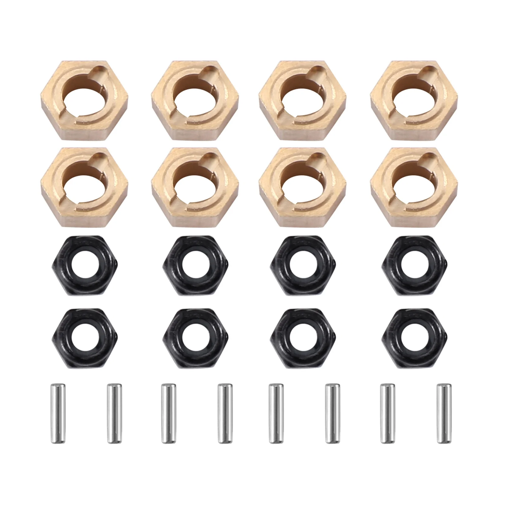 New 8Pcs Thickness 6.2mm Widened Brass 7mm Wheel Hex Hub Adapter for FMS FCX24 1/24 RC Crawler Car Upgrade Parts Accessories