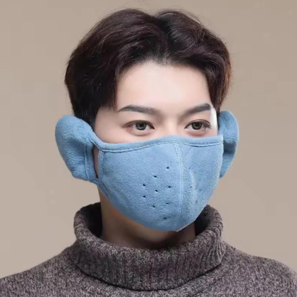 قطعة واحدة من أغطية الأذن الشتوية مع أقنعة مقاومة للرياح مناسبة لكل من الرجال والنساء، أقنعة دافئة ومسامية للأنشطة الخارجية