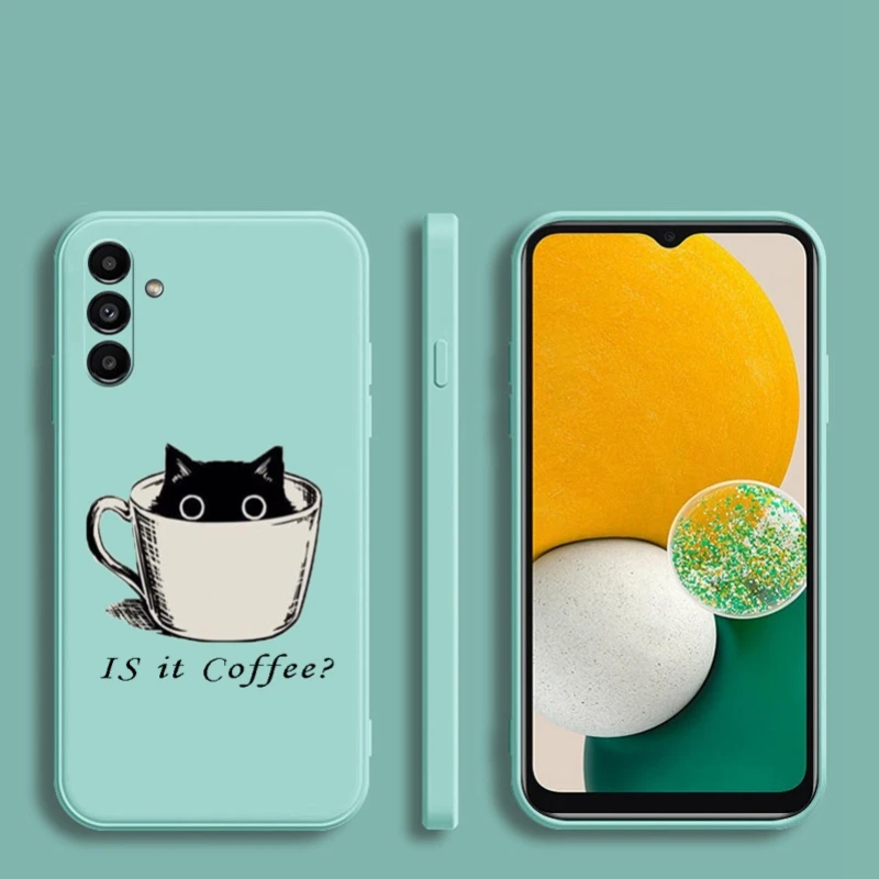 Cute Cartoon Cats and Coffee Case for Samsung Galaxy A15 A25 A35 A55 A05 A05S 5G Soft Silicone Cover