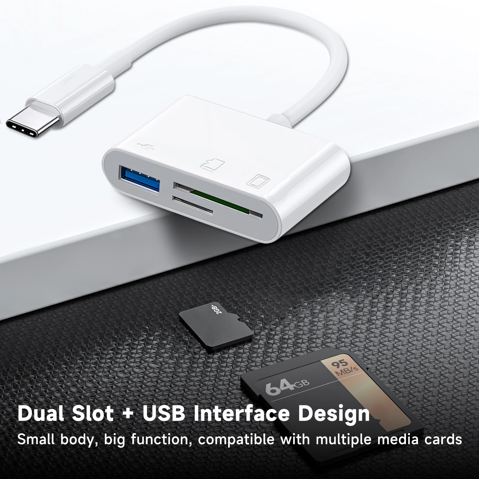 

USB-адаптер для чтения карт памяти Type-C (SD/TF) для iPhone 15, Huawei, Xiaomi, конвертер данных для карт SD/TF для камер