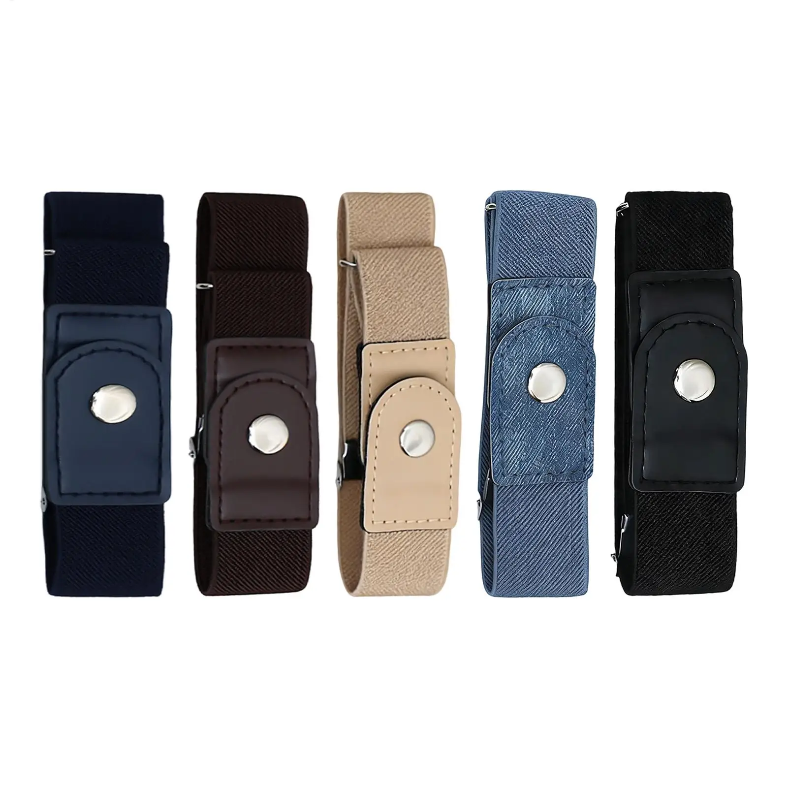 2pcs No Buckle Elastic Belt for Women Men Unisex Adjustable Strap Buckleless Belt for Casual Work Jeans Pants Dresses Golf Waist