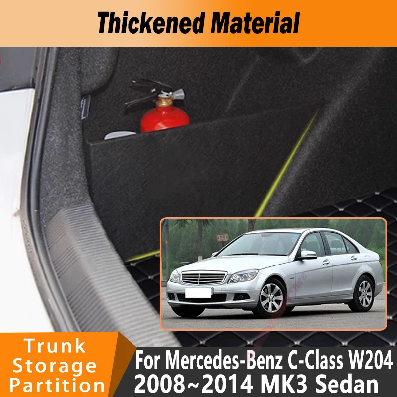 For Mercedes-Benz C-Class 2008~2014 15 W204 Car Organizer Trunk Side Partition Trunk Interior Storage Box Parts