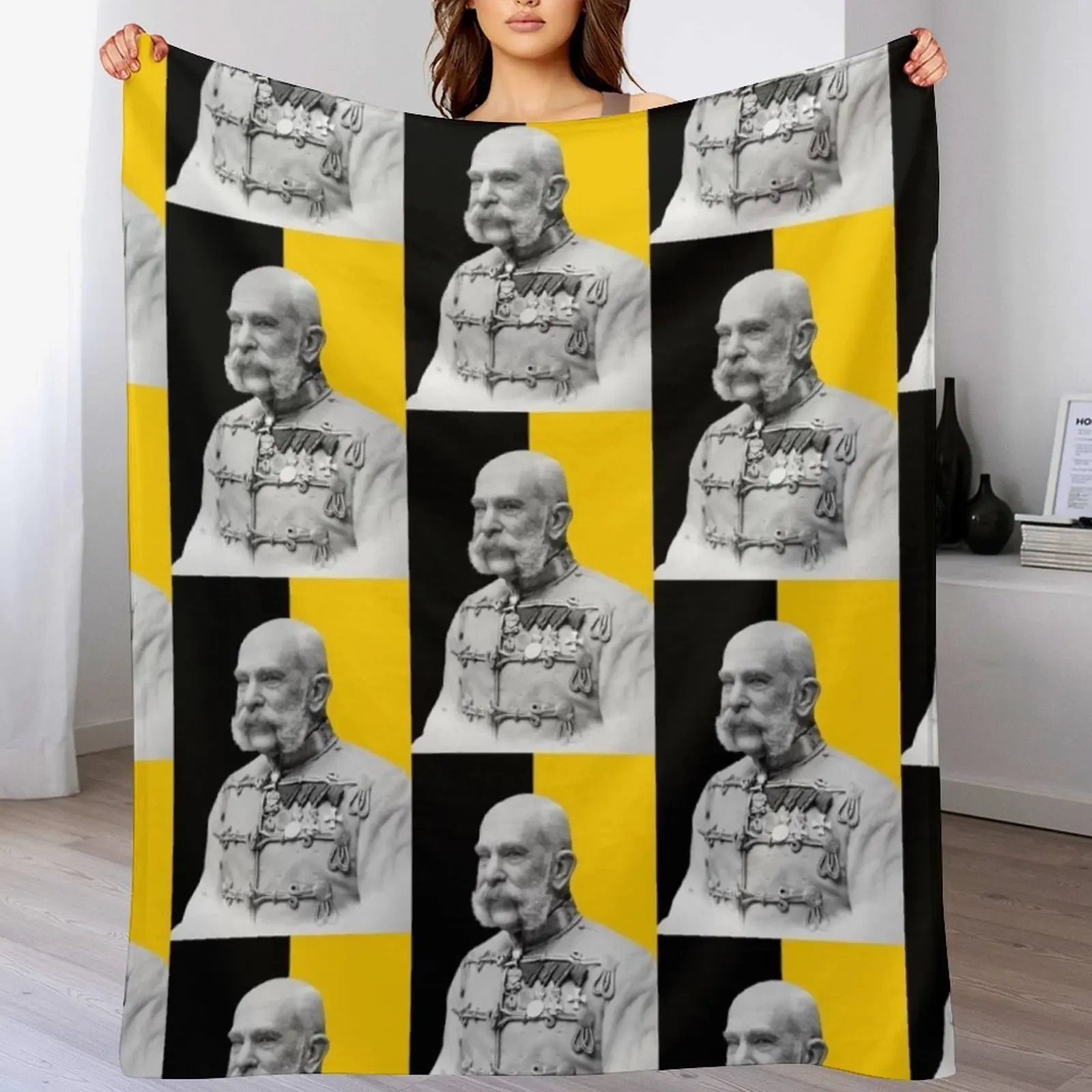 Franz Joseph I of Austria with Flag Throw Blanket Bed Soft Plaid halloween valentine gift ideas Blankets