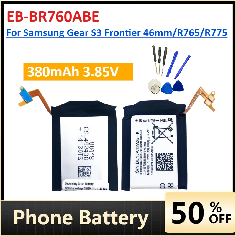 

EB-BR760ABE 380mAh for Samsung Gear S3 Frontier /S3 Classic SM-R760 SM-R770 SM-R765 SM-R765S S4 42/46mm Watch Battery