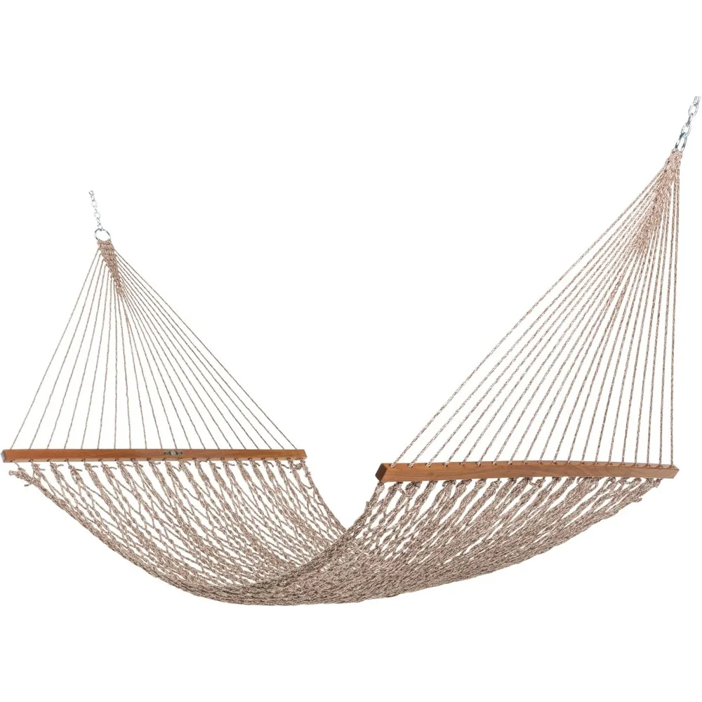 Island Single Coastal Blue  Rope Hammock with Extension Chains & Tree Hooks, Handcrafted in The USA,