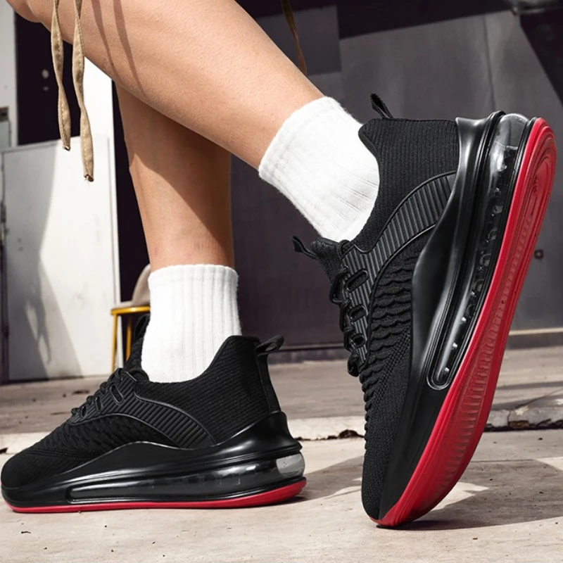 

Best-selling Air-cushioned Running Men's Multi-color Fashionable Flying Mesh Breathable Lace-up Plus-size Sports Casual Shoes