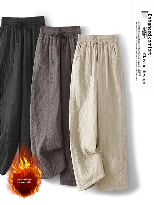 

Artistic Slim Fit Cotton Trousers Wide Leg Pants Lightweight Winter New Sle Loose Waisand Women's Outerwear Casual Pants