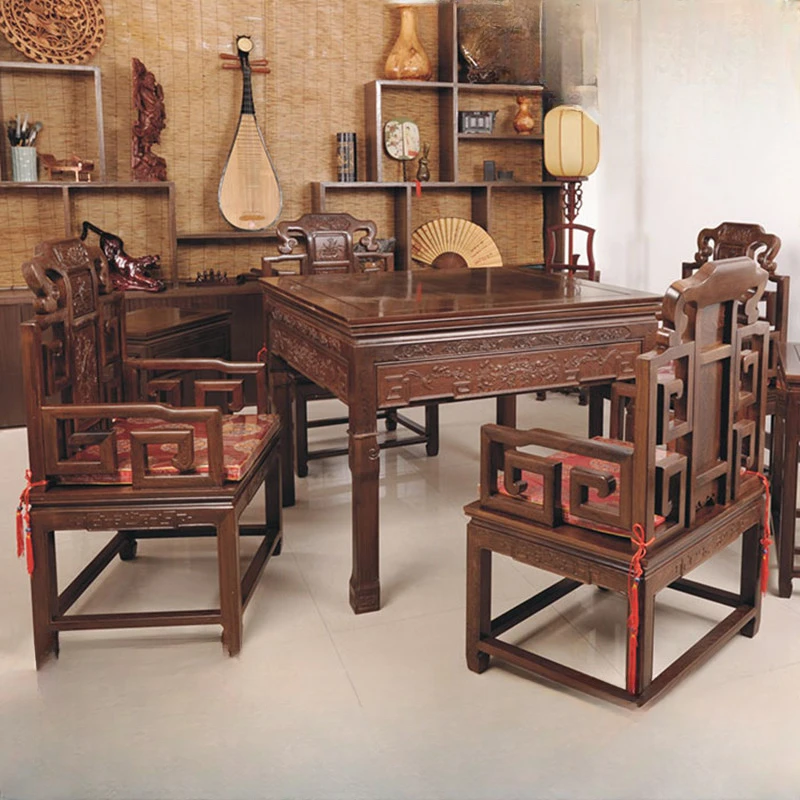 Wood Mahjong Table Rosewood Mahjong Machine Automatic Mahjong Machine Table Solid Wood Four-Mouth Mute Machine