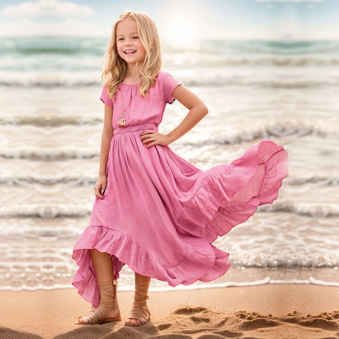 Summer Girls Cotton Dresses with Lace Kids Flower Girl Wedding Princess Party Dress Vestidos Costume Children Clothes 8 10 12 14