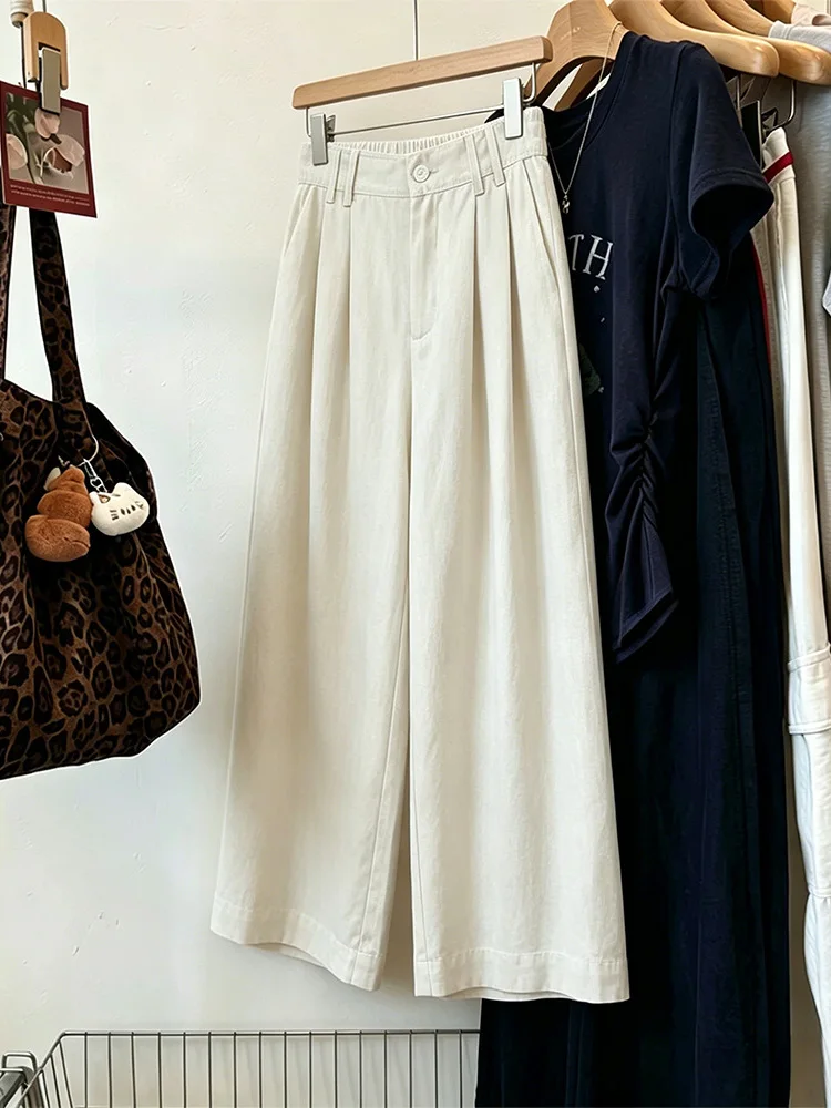 

High-End Women's plus Size Wide Leg Pants Draped Thin Casual Straight Loose Style Trousers for Lazy Fashion Summer Work