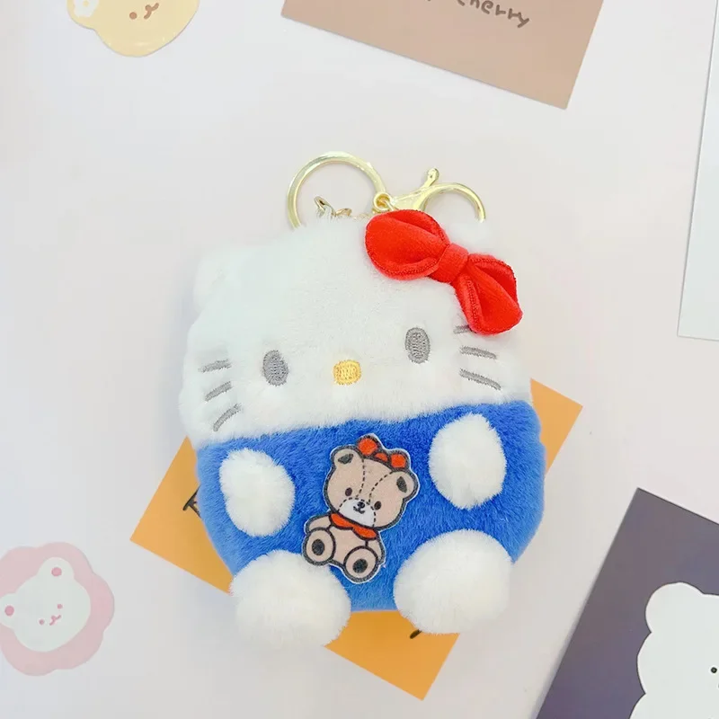 10Cm Kawaii Sanrio Cinnamoroll Hello Kitty Melody Plush Coin Purse Headphone Bag Keychain Pendant Anime Plush Doll Bag Pendant