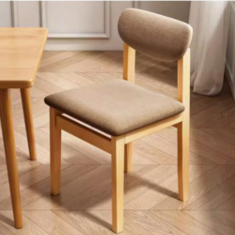 Nordic Eaiting Dining Chairs Fabric Relaxing Simple Wood Mobile Dining Chairs Wooden Room Ergonomic Silla Comedor Furniture