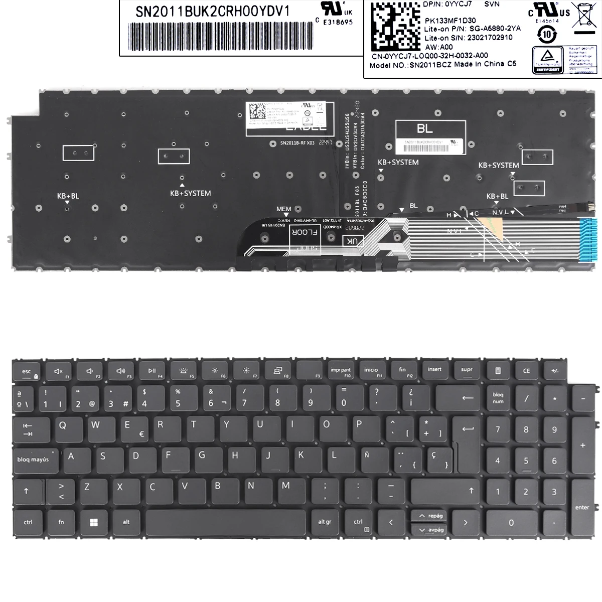 

SP Laptop Keyboard for DELL Latitude 3520 Vostro 3510 3520 5510 5515 7510 Black Backlit Win8