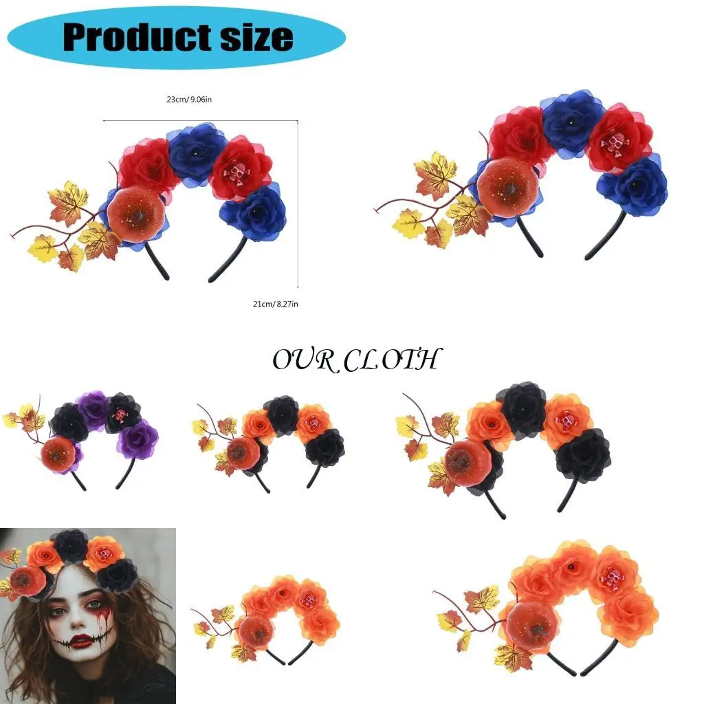 

Halloween Skeleton Pumpkin Headband Costume Accessory Pumpkin Hair Bands Skull Hair Hoop Halloween Hair Accessories Y1AC