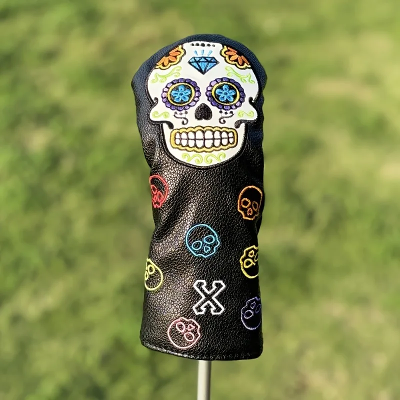 Capa de cabeça para taco de golfe com design de caveira de açúcar e padrão de caveira de açúcar mexicano – capa protetora resistente, resistente a arranhões