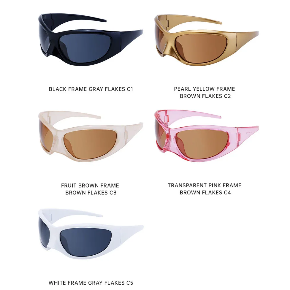 Y2K Fashion Brand Designer Luxury Oversized Cat Eye Sunglasses Women For Men 2024 Vintage Punk Sun Glasses Outdoor Sport Goggles