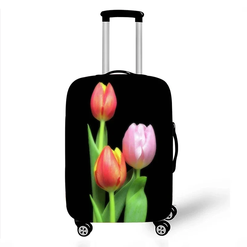 Designer 5D Tulip Flowers Luggage Cover Elastic Hand Cart Baggage Cover 19 - 32 Inch Suitcase Case Dust Cover Travel Accessories