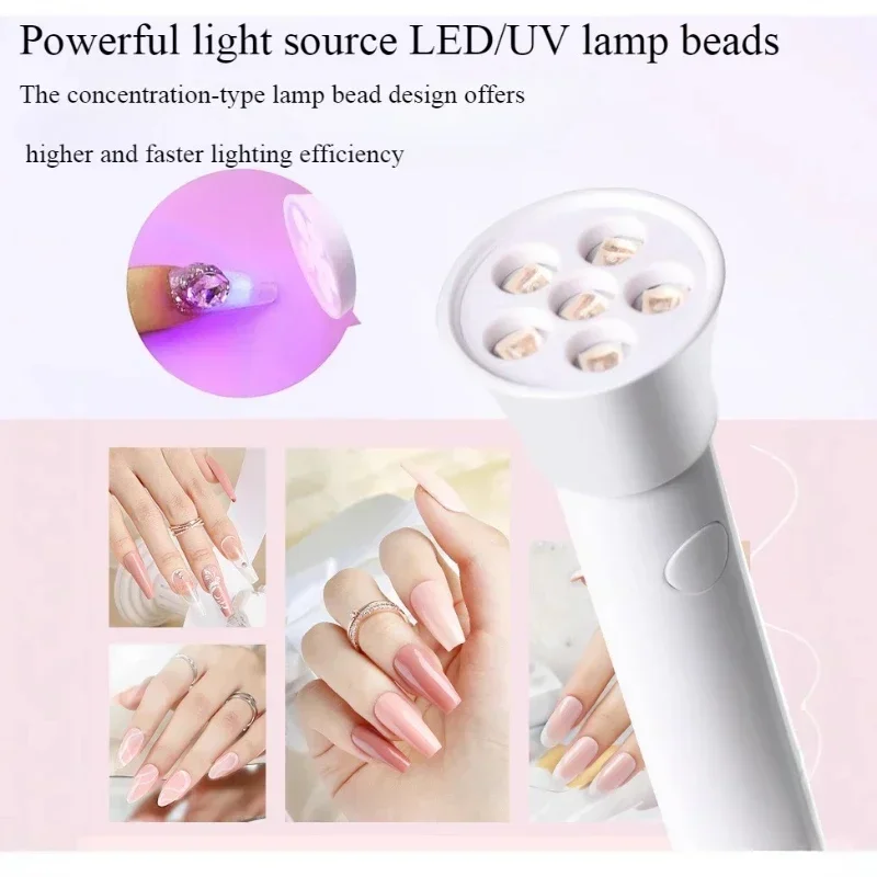 6 المصابيح مسمار ضوء المحمولة مسمار مجفف مصباح الأشعة فوق البنفسجية لعلاج جميع هلام البولندية USB قابلة للشحن سريعة الجافة آلة توقيت مسمار أدوات الرسم #4