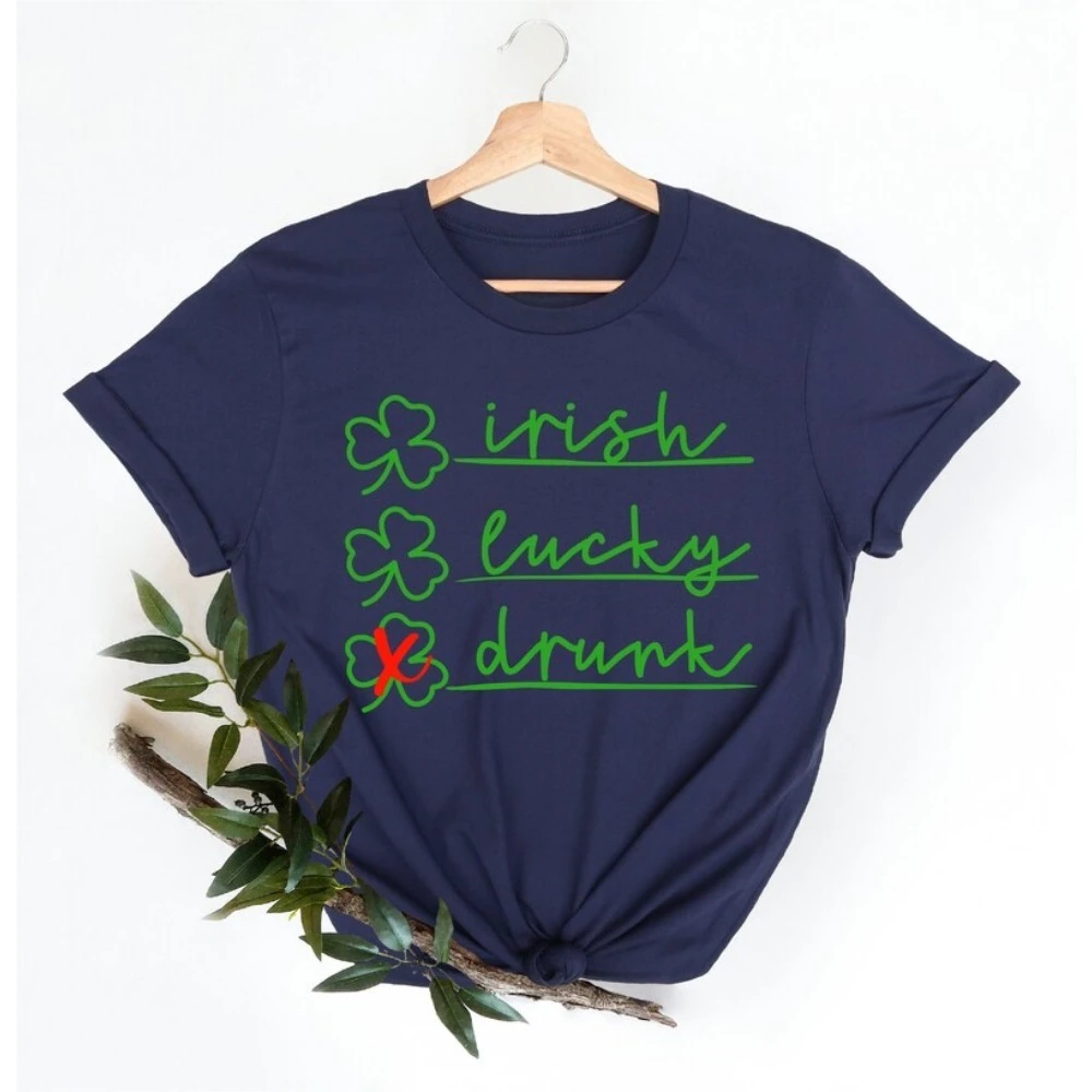 Irish Lucky Drunk Shirt Happy St Patricks Day Shirt Shamrock Shirt Lucky Tops Irish Day Tees Women's St Patrick Day Clothes