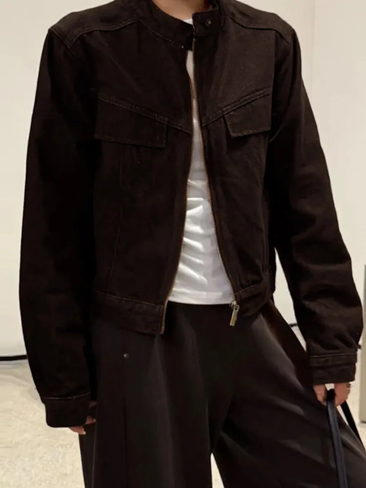 

Повседневная свободная женская джинсовая куртка Весна 2026: Модный дизайн, дышащая, укороченная, с прямым подолом, однотонная, без капюшона