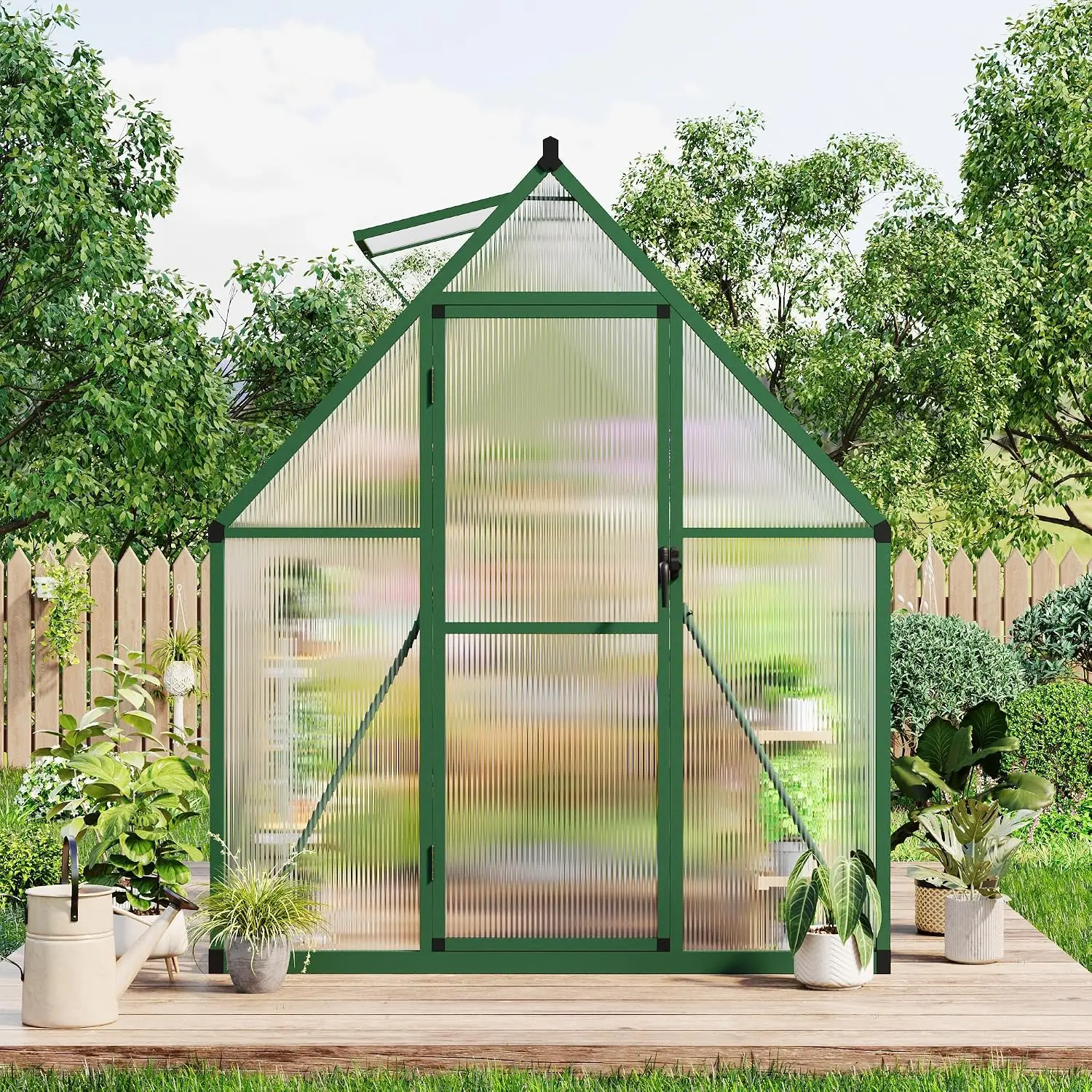 6x7 FT Heavy Duty Polycarbonate Greenhouse for Outdoors – Aluminum Frame, UV Protection, Adjustable Roof Vent,, Customized