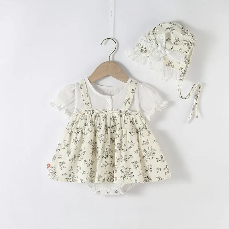 Short-Sleeve Romper Bodysuit For Summer Spring Baby Bodysuit Infant Sweet Floral Thin Style Jumpsuit Toddler Girls Clothes