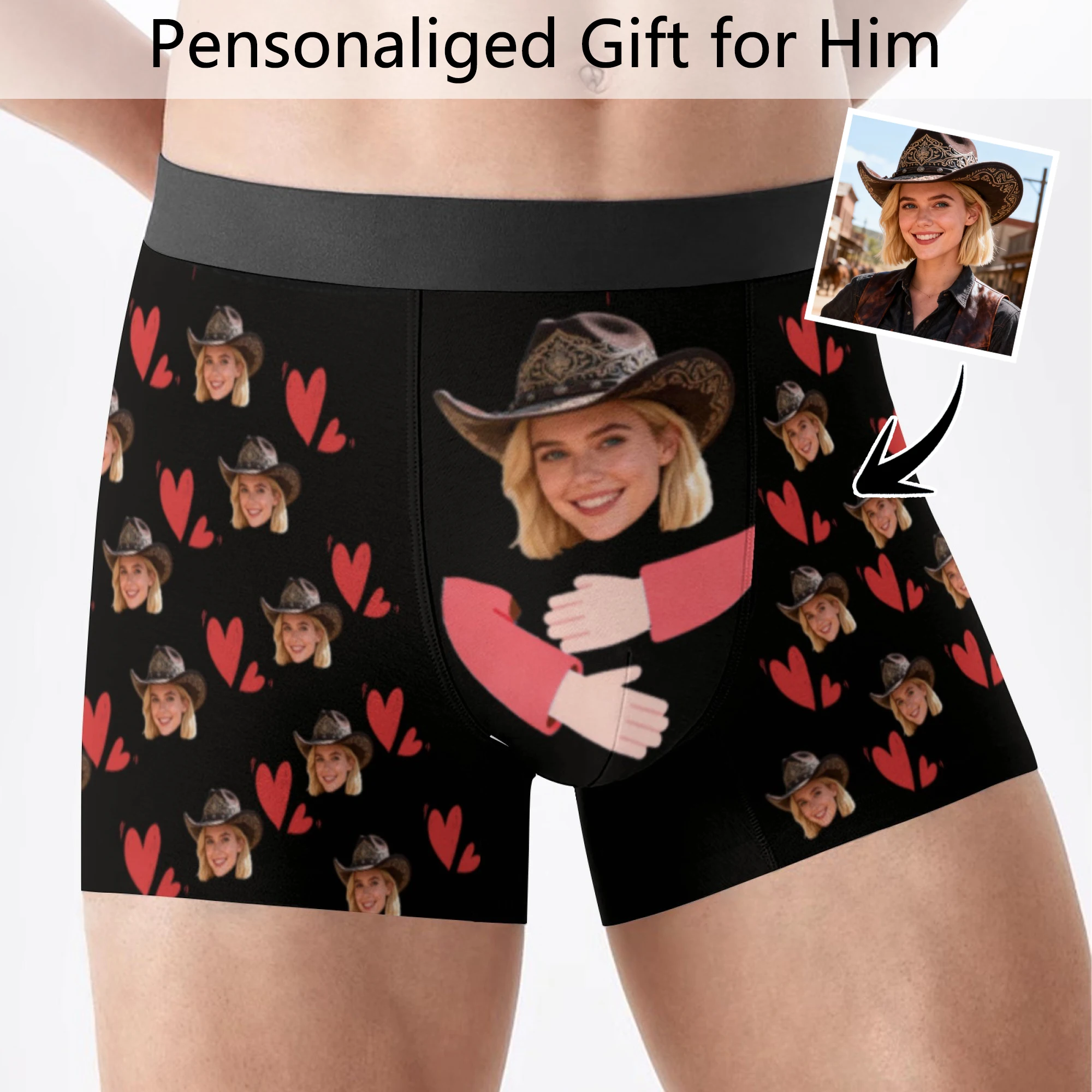 Personalized Facial Photo Customization Flat Underwear Customization Men's Valentine's Day Gift for Husband Gift for Father