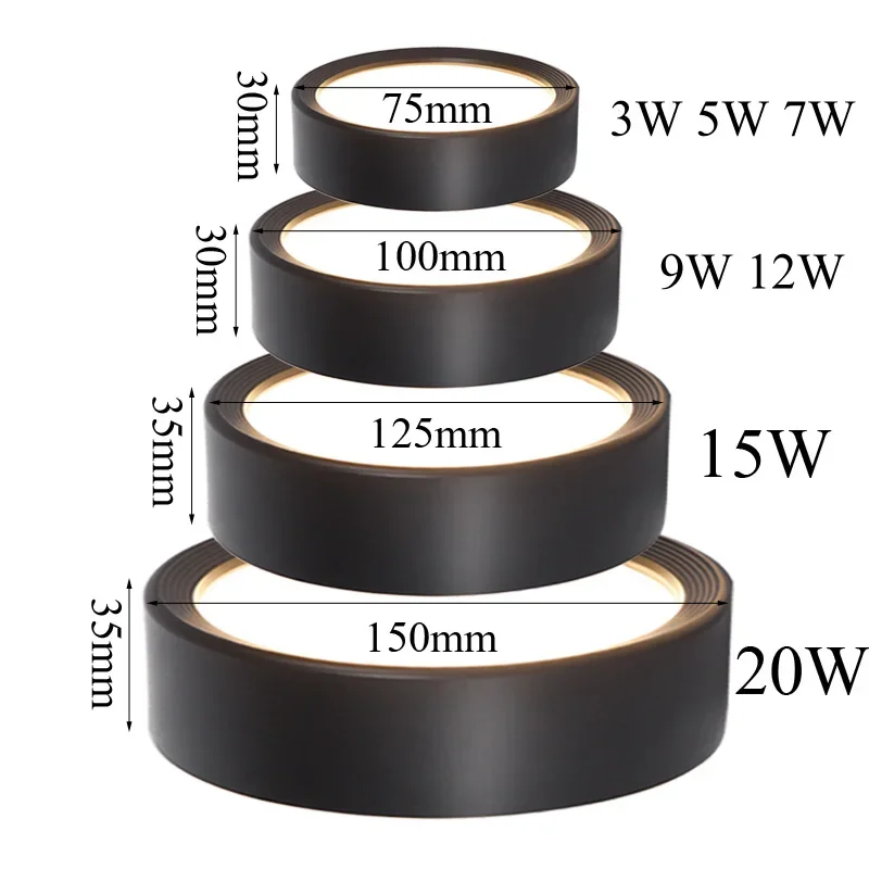 Faretto da incasso a LED ultrasottile 3W 5W 7W 9W 12W 15W 20W Montaggio superficiale AC220V Illuminazione spot a LED Lampada da soffitto Decorazioni per la casa Luce per interni