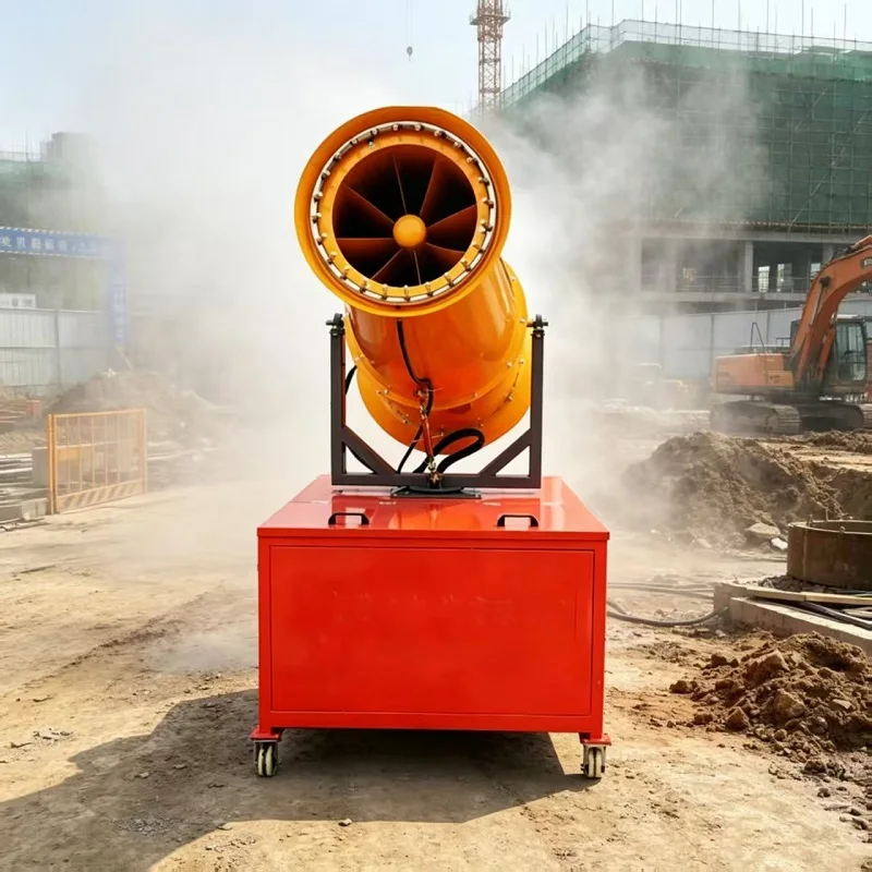 100m 380V Industrial Electric Fog Cannon Automatic Rotation Trailer Sprayer Coal Transfer Station Equipment