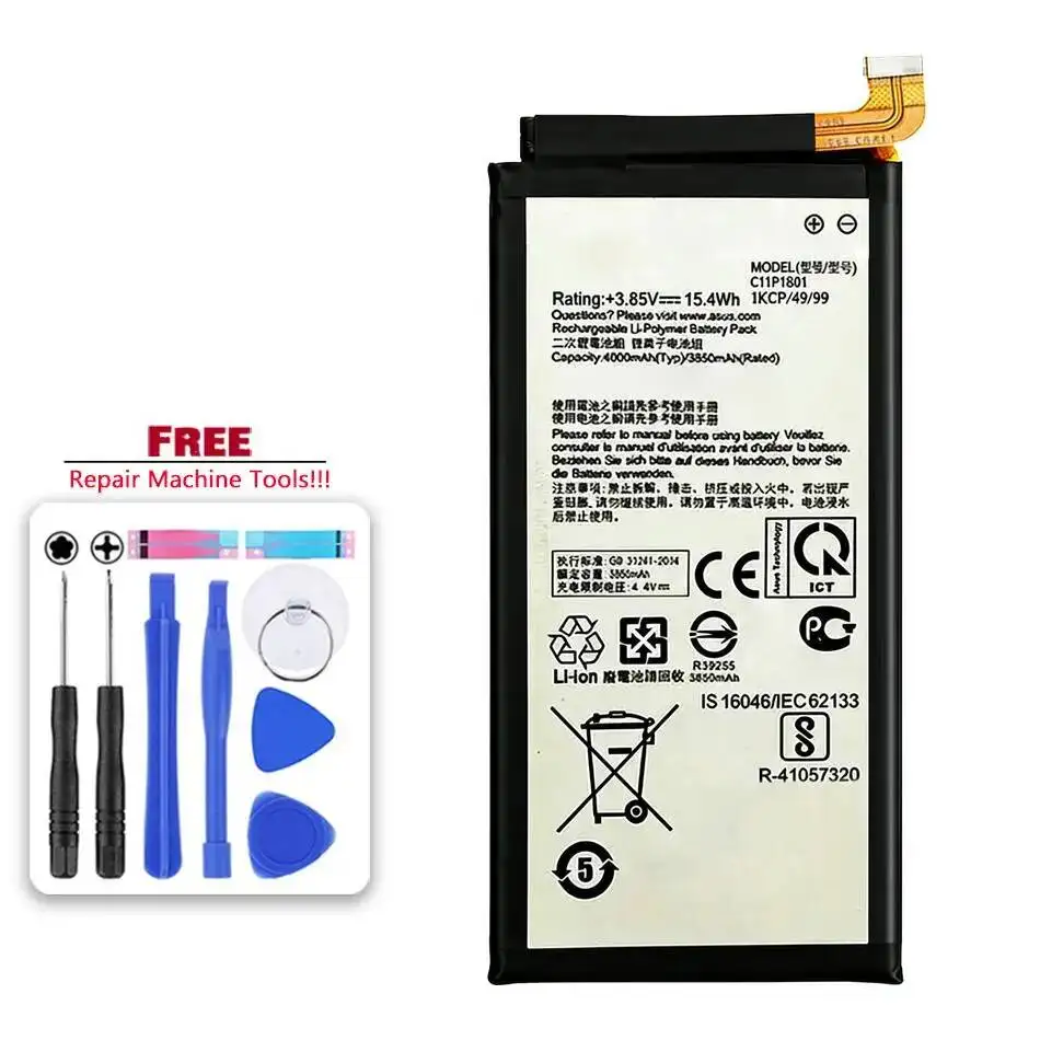 

4000 мАч C11P1801 Аккумулятор мобильного телефона для Asus Rog 1 ZS600KL Z01QD Высокоэффективная игра