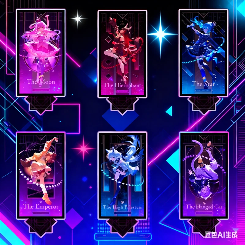 Tarot Style VTuber Hololive Characters Acrylic Display Stand Model Office Desktop Sign Gift Doll Collection Toys 15cm