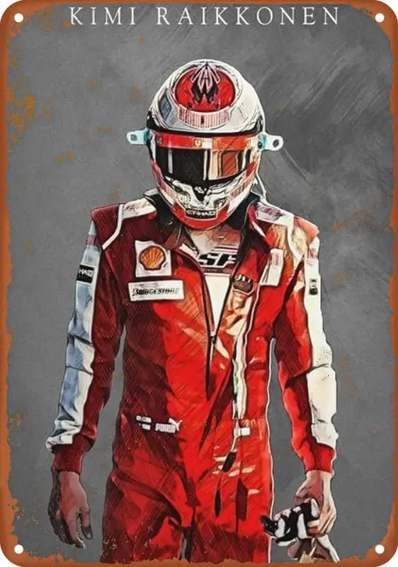 Vintage Metal Aluminum Sign Kimi Raikkonen Poster Wall Deco For Bar,Store,Garage,Coffee,Shop,Home 8 X 12 Inch sign