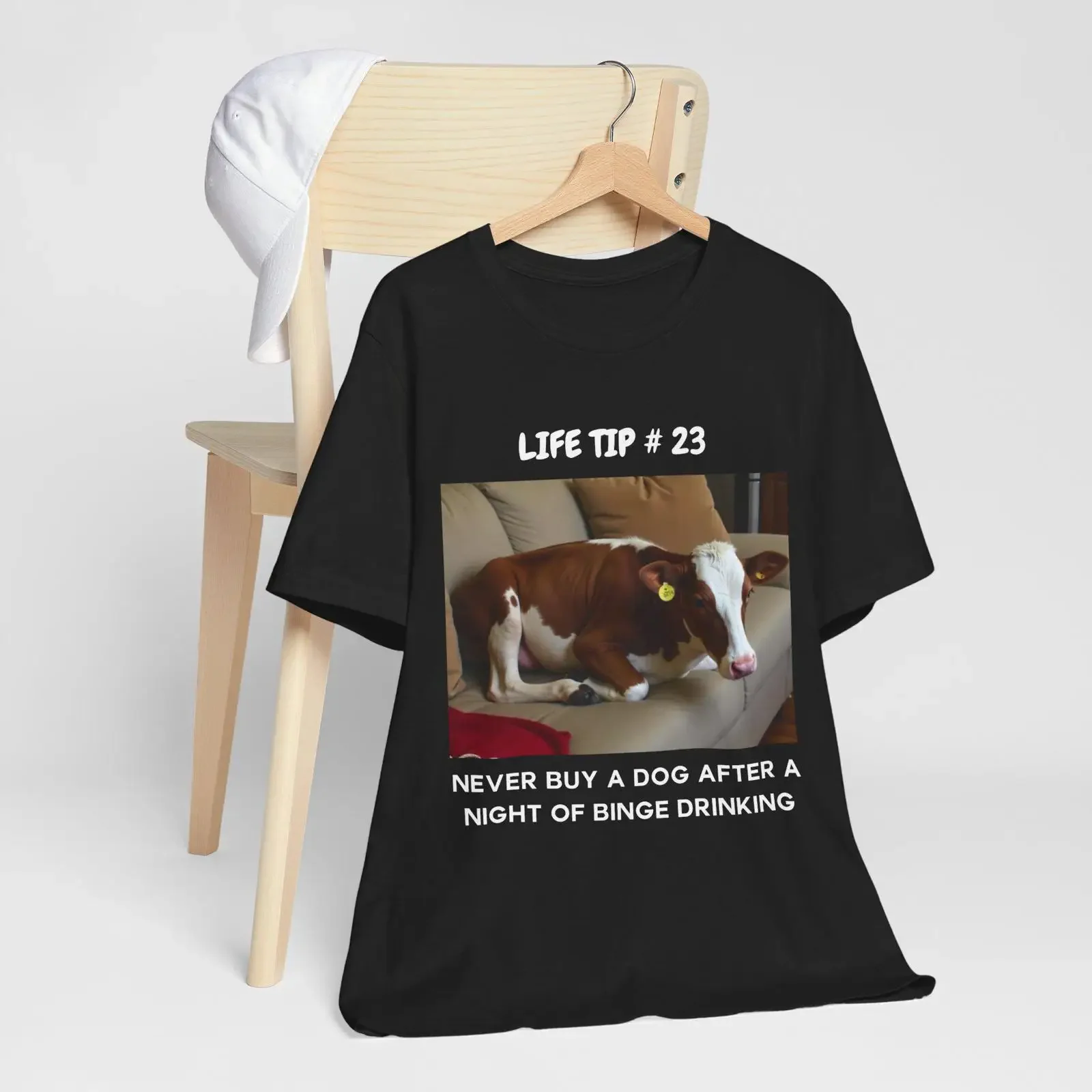 Funny Drinking T Shirt Never Buy a Dog After Night of Binge vintage Washed streetwear Slightly Comfortable fashion Stylish