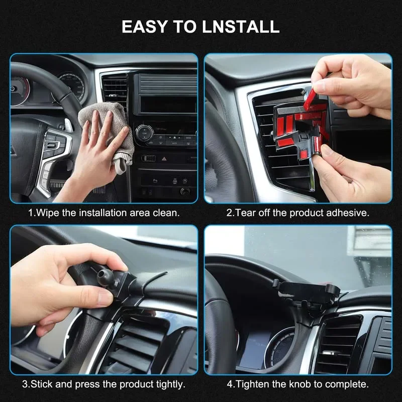 ABS Black 1Pcs For Mitsubishi L200 2019-2023 Car styling central control air outlet mobile phone stand car interior accessories