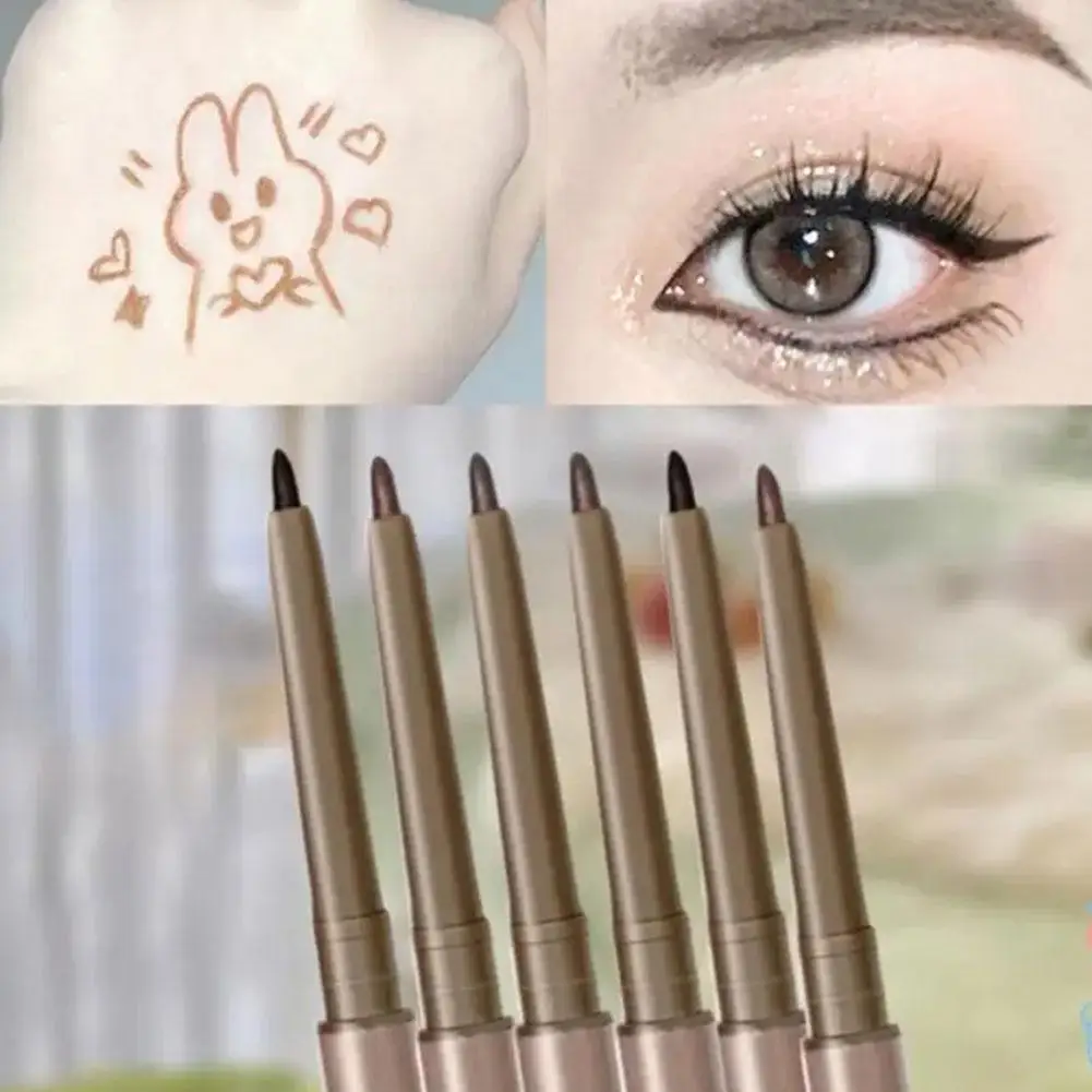 Eyeliner Lying Silkworm Gel Pencil 2in1 Waterproof Long-lasting Non-Smudge Black Brown Eyebrow Pen for Beginner Makeup Cosmetics