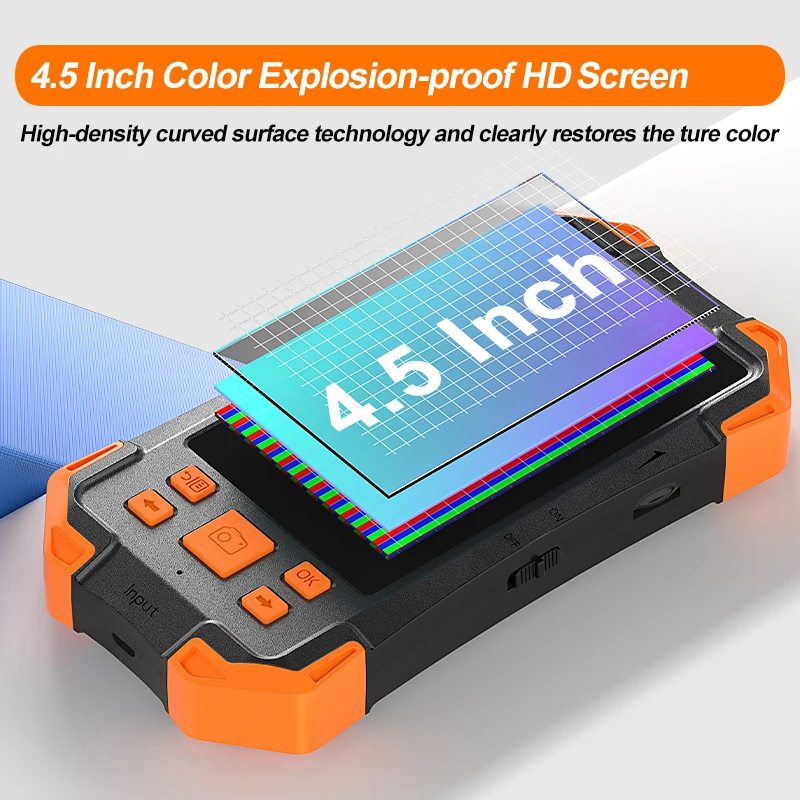 Telecamera per endoscopio industriale IPS da 4,5 pollici HD1080P 8MM Telecamera per periscopio per ispezione tubi digitali singoli 8LED Controllo auto Registra video